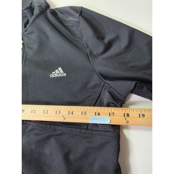 ADIDAS Black Half Zip Active Sporty Track Workout Pullover Jacket SZ L - Picture 6 of 8